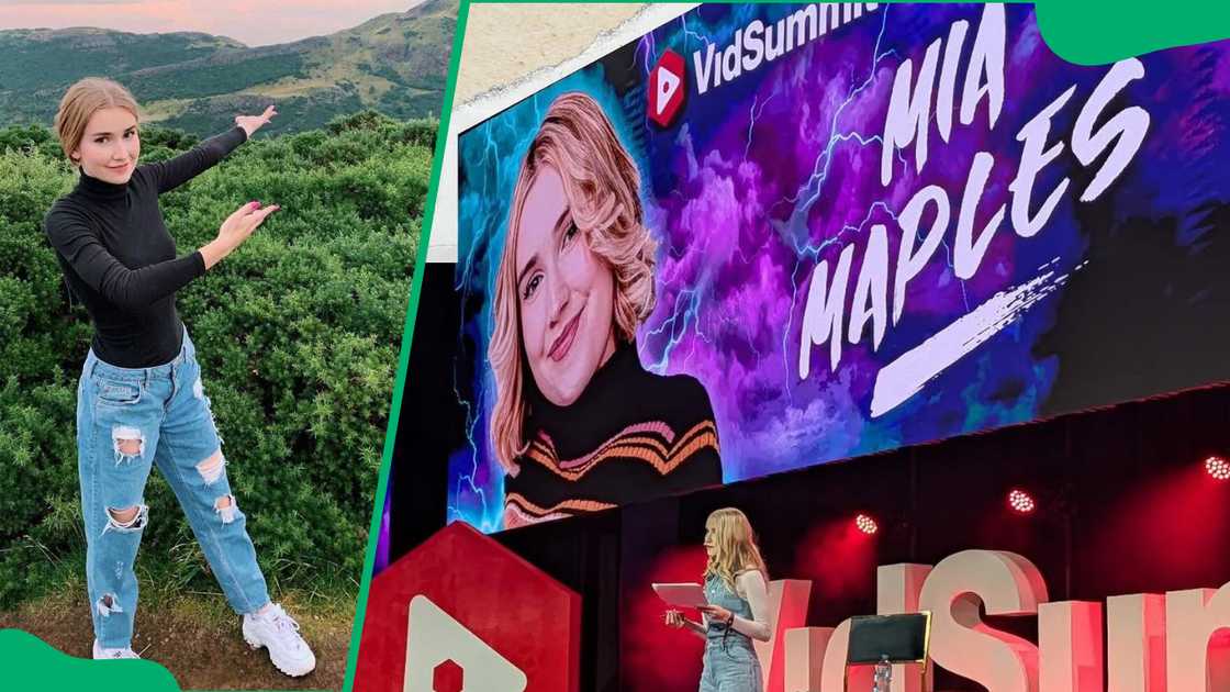 Mia Maples in the field and at an event.