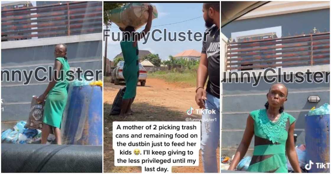 Single mum of two, Delta state, trash cans and remaining food, feed her kids Single mum of two, Delta state, trash cans and remaining food, feed her kids