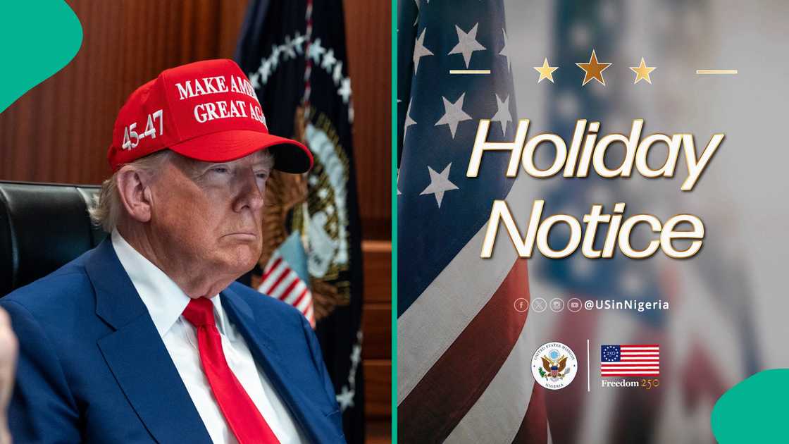 US Embassy Nigeria holiday schedule 2026, US Embassy Abuja closure dates, US Consulate Lagos holidays, US Embassy Nigeria Christmas closure, US Embassy Thanksgiving closure, US visa appointment Nigeria, US Embassy holiday dates on Legit.ng