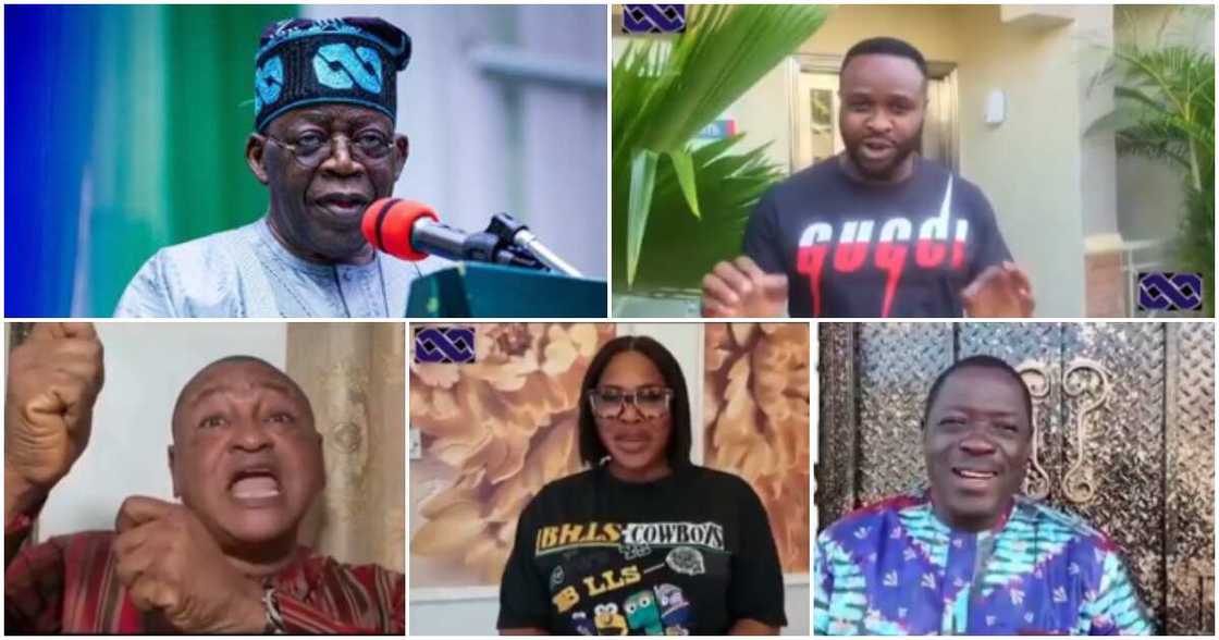 Nollywood actors campaign for Tinubu in video. Nollywood actors campaign for Tinubu in video.