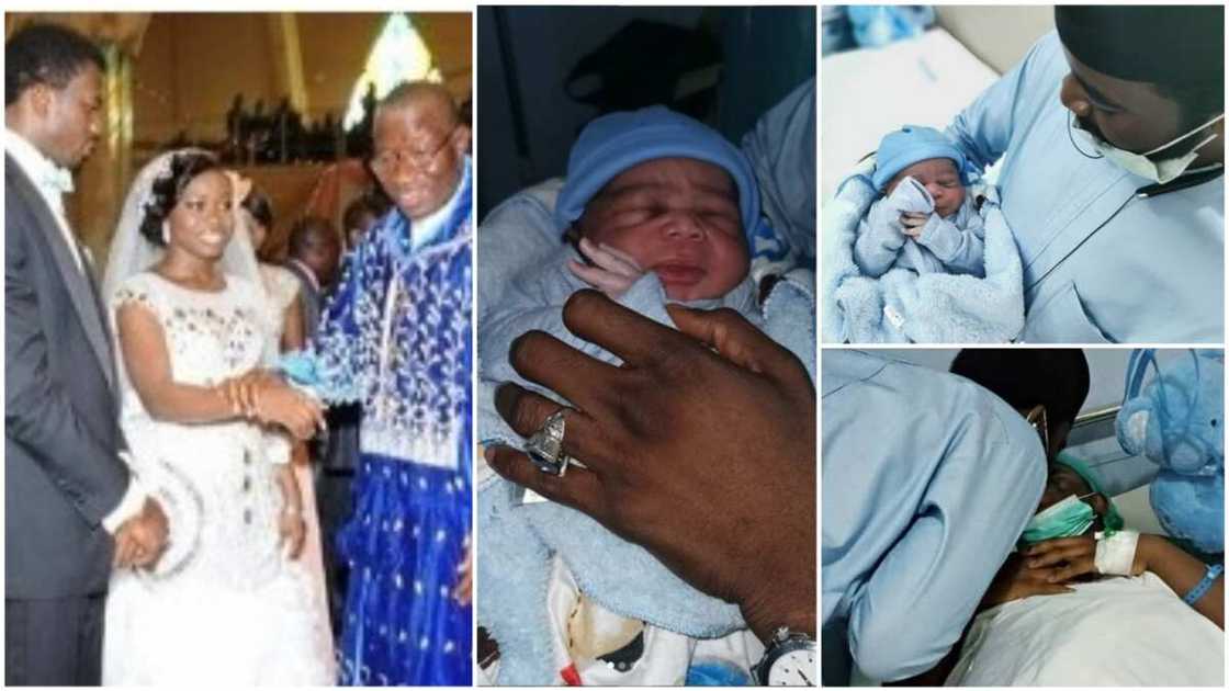 A collage showing the couple on their wedding and the photos of the newborn. Photo source: Instagram/Prince