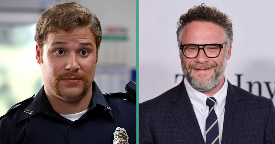 Seth Rogen pictured in a scene from Superbad and on the red carpet. Seth Rogen pictured in a scene from Superbad and on the red carpet.