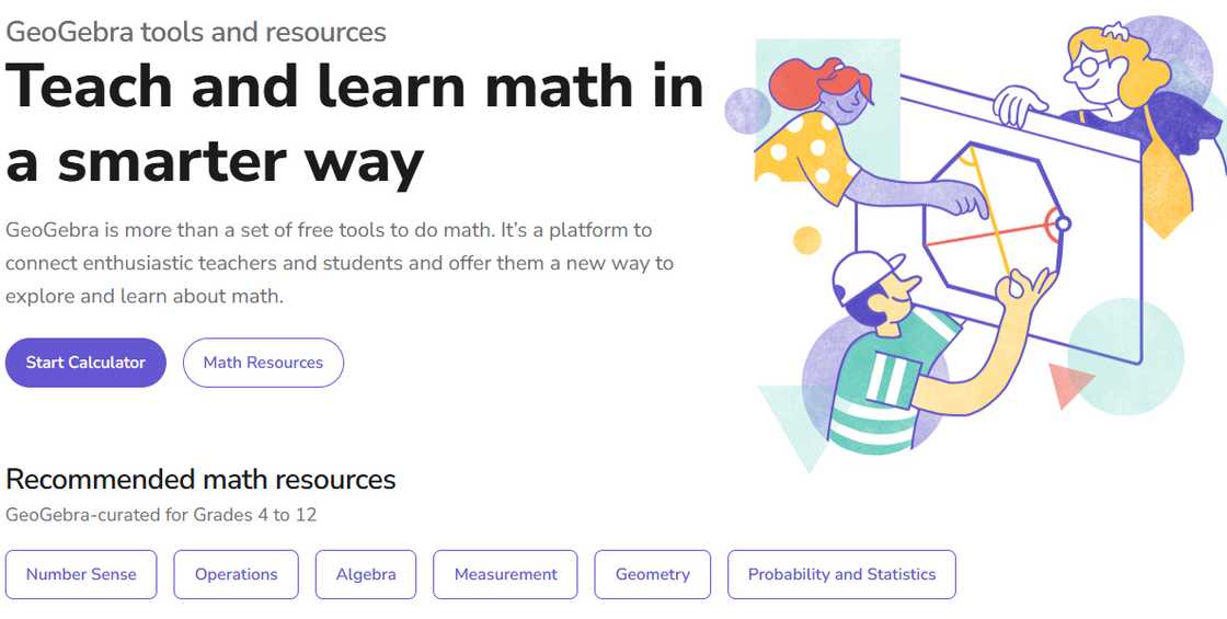 A screenshot displaying a GeoGebra app page.