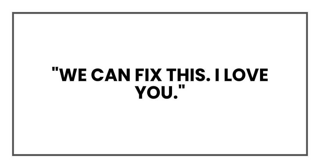 "We can fix this. I love you."