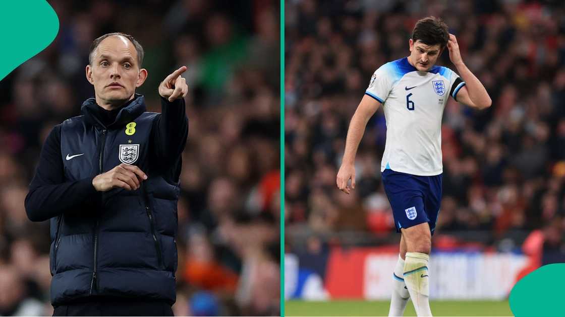 Thomas Tuchel, Harry Maguire, England, FIFA, World Cup, Three Lions, Football. Thomas Tuchel, Harry Maguire, England, FIFA, World Cup, Three Lions, Football.