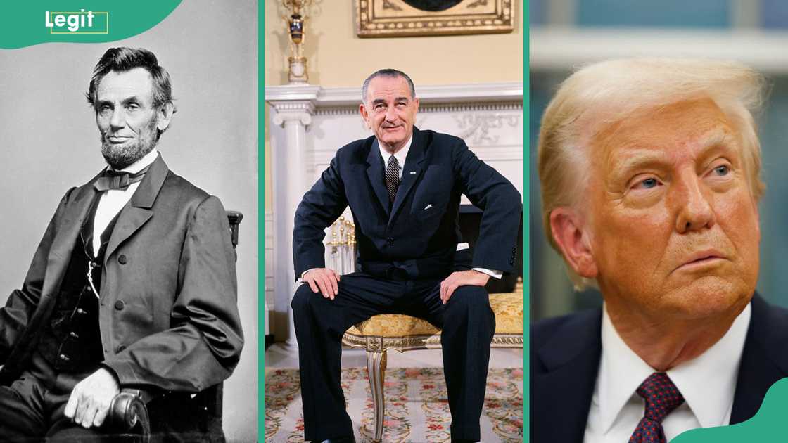 Abraham Lincoln (L), Lyndon B. Johnson (C), and Donald J. Trump (R) Abraham Lincoln (L), Lyndon B. Johnson (C), and Donald J. Trump (R)