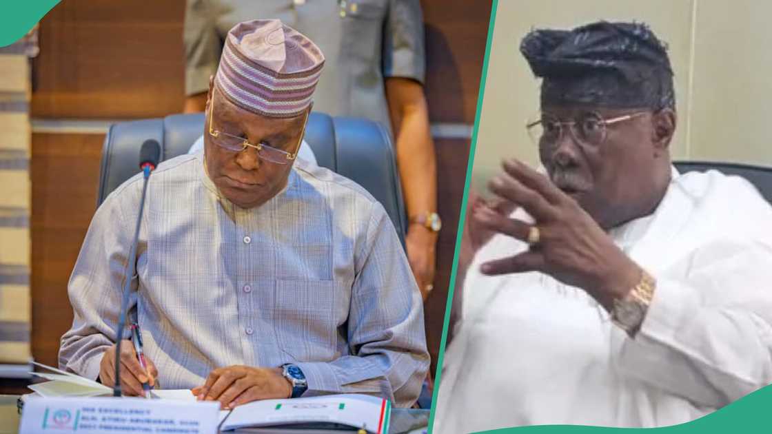 Timi Frank tackled Bode George for asking Atiku not to contest the 2027 presidency. Timi Frank tackled Bode George for asking Atiku not to contest the 2027 presidency.