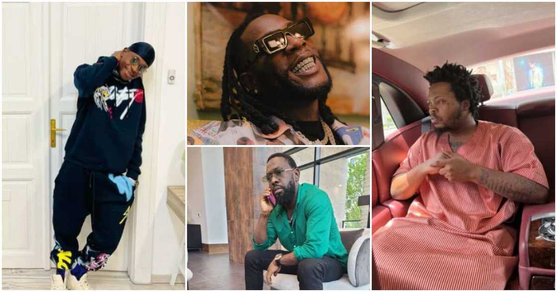 Photos of singers Benkrezt, Olamide, Timaya and Burna Boy