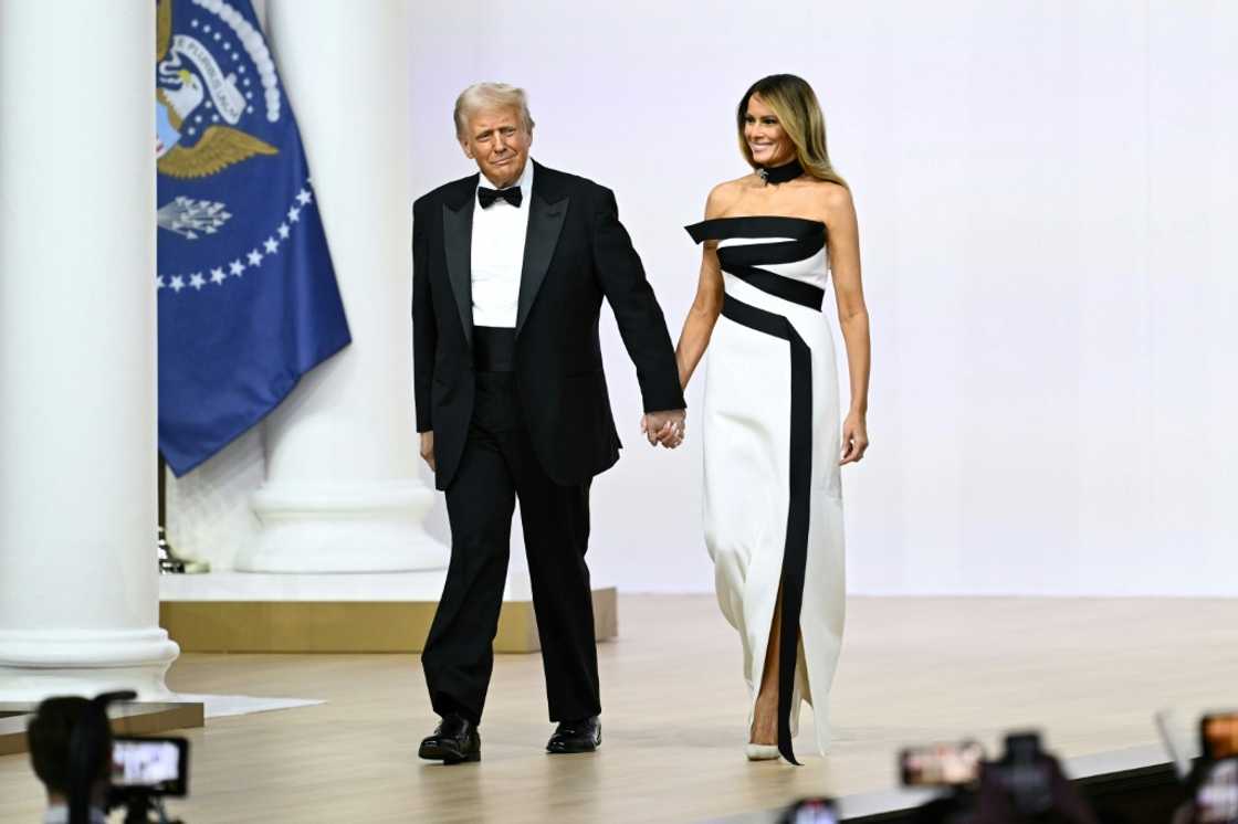 Trump and First Lady Melania Trump arrive at the Commander-in-Chief inaugural ball Trump and First Lady Melania Trump arrive at the Commander-in-Chief inaugural ball