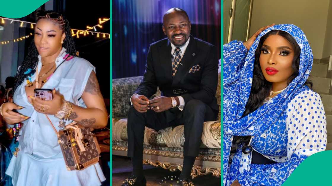 Angela Okorie reacts as Halima Abubakar apologises to Apostle Suleman. Angela Okorie reacts as Halima Abubakar apologises to Apostle Suleman.