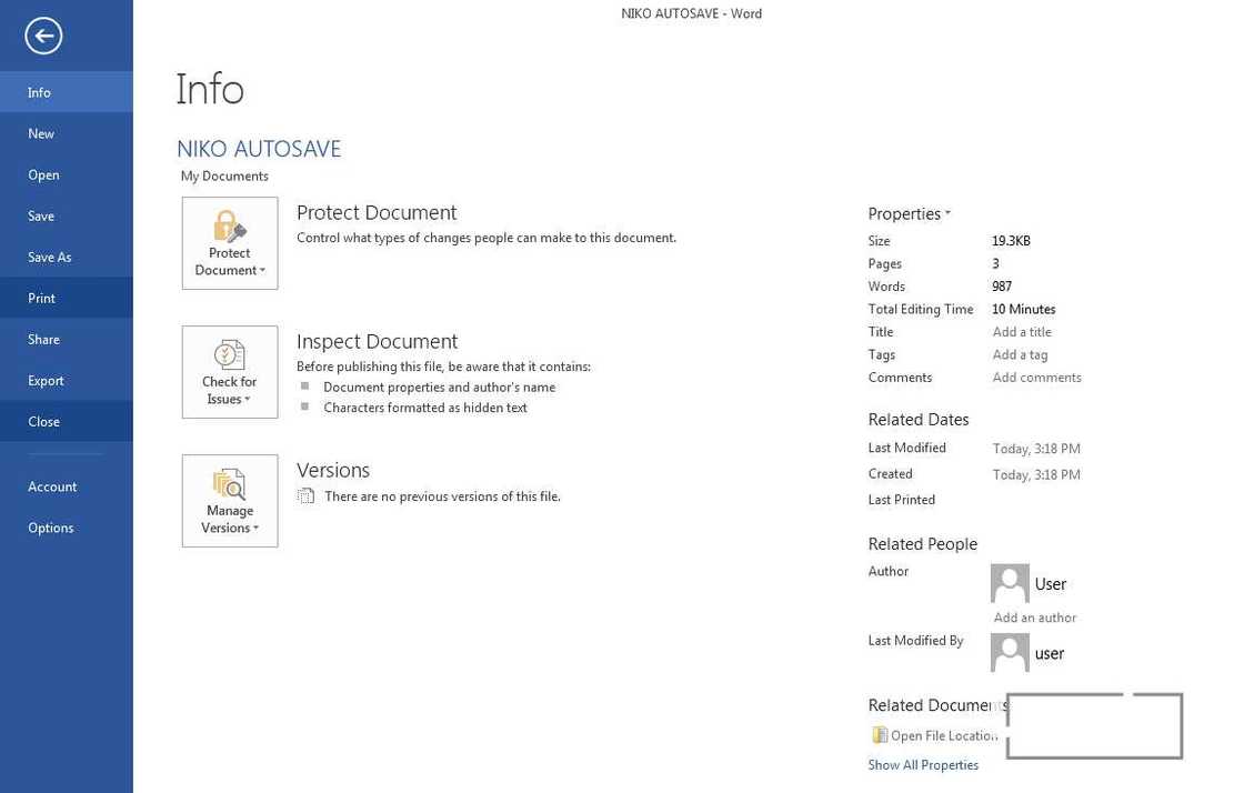 Word AutoSave Word AutoSave