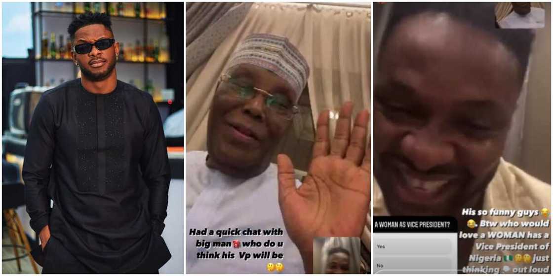 BBNaija's Cross holds video call with Atiku Abubakar