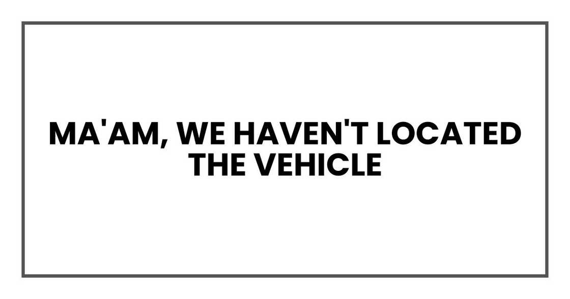 Ma'am, we haven't located the vehicle Ma'am, we haven't located the vehicle