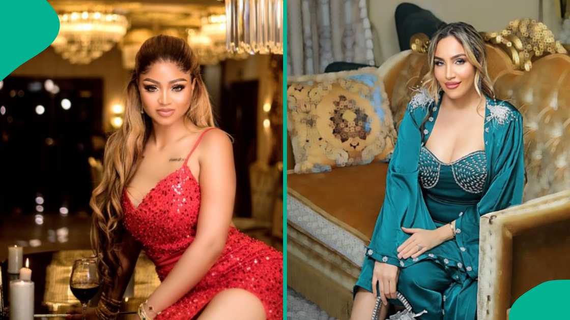 Regina Daniels' Moroccan co-wife rocks outfit from actress' clothing line.