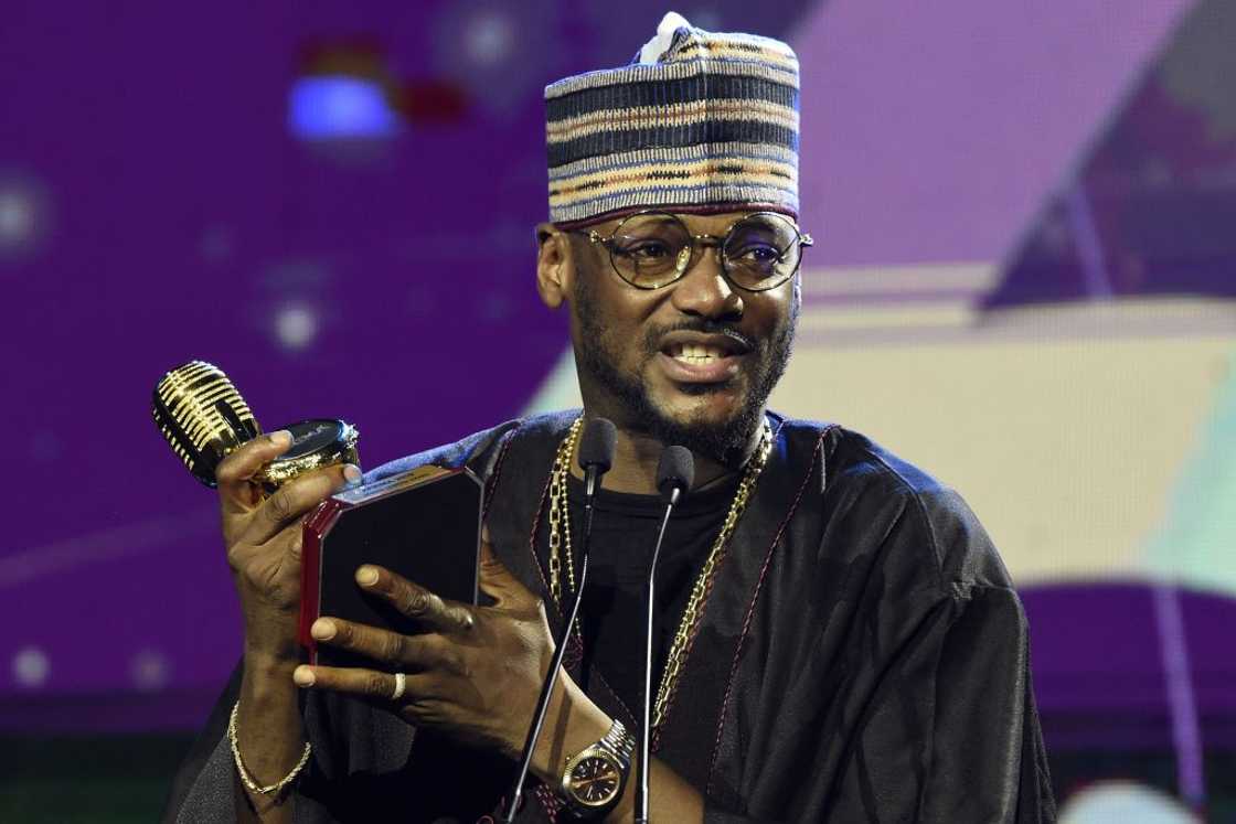 Nigerian artist Innocent Ujah Idibia speaks after receiving a recognition award during the yearly All Africa Music Awards Nigerian artist Innocent Ujah Idibia speaks after receiving a recognition award during the yearly All Africa Music Awards