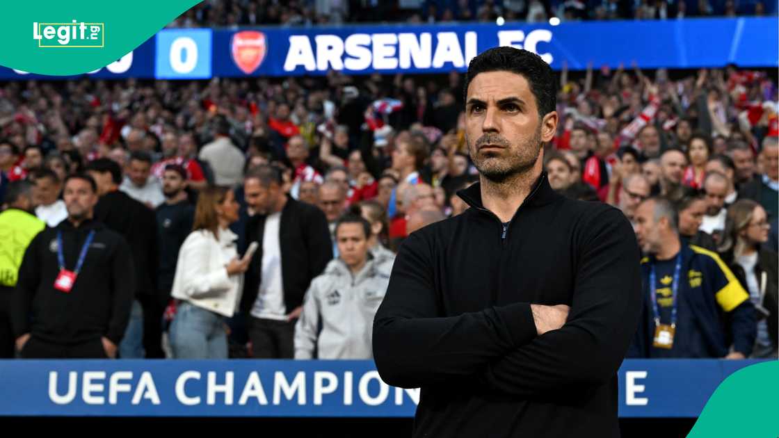 Mikel Arteta, Atletico Madrid, Arsenal, Riyadh Air Metropolitano, UEFA Champions League. Mikel Arteta, Atletico Madrid, Arsenal, Riyadh Air Metropolitano, UEFA Champions League.