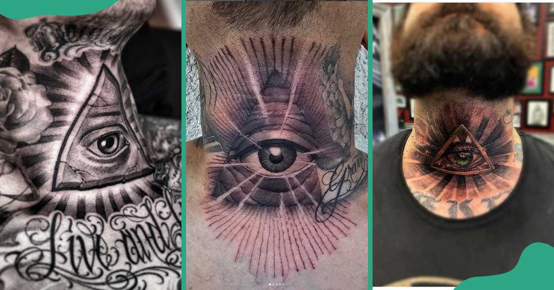 All-seeing eye tattoos on the throat All-seeing eye tattoos on the throat