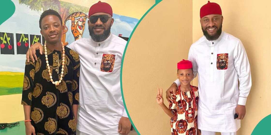 Yul Edochie and sons and Yul Edochie visits sons' school