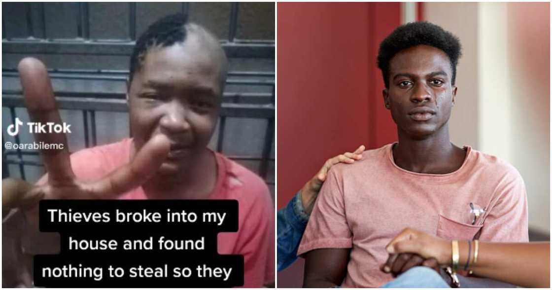 Robbers, shave, man, steal Robbers, shave, man, steal