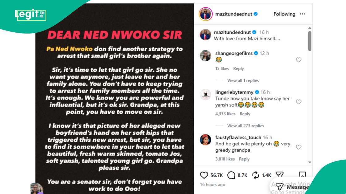 Tunde Endut claims Regina Daniels' friend was arrested because of her viral picture with a mystery man abroad.