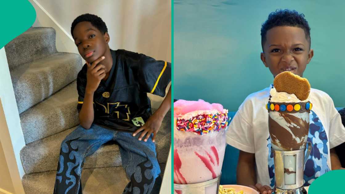 Wizkid's first son Bolu gives his brother Zion some pounds in cash on 7th birthday.