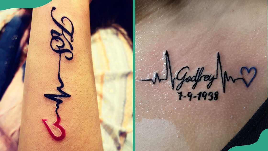 Heartbeat tattoo with name Heartbeat tattoo with name