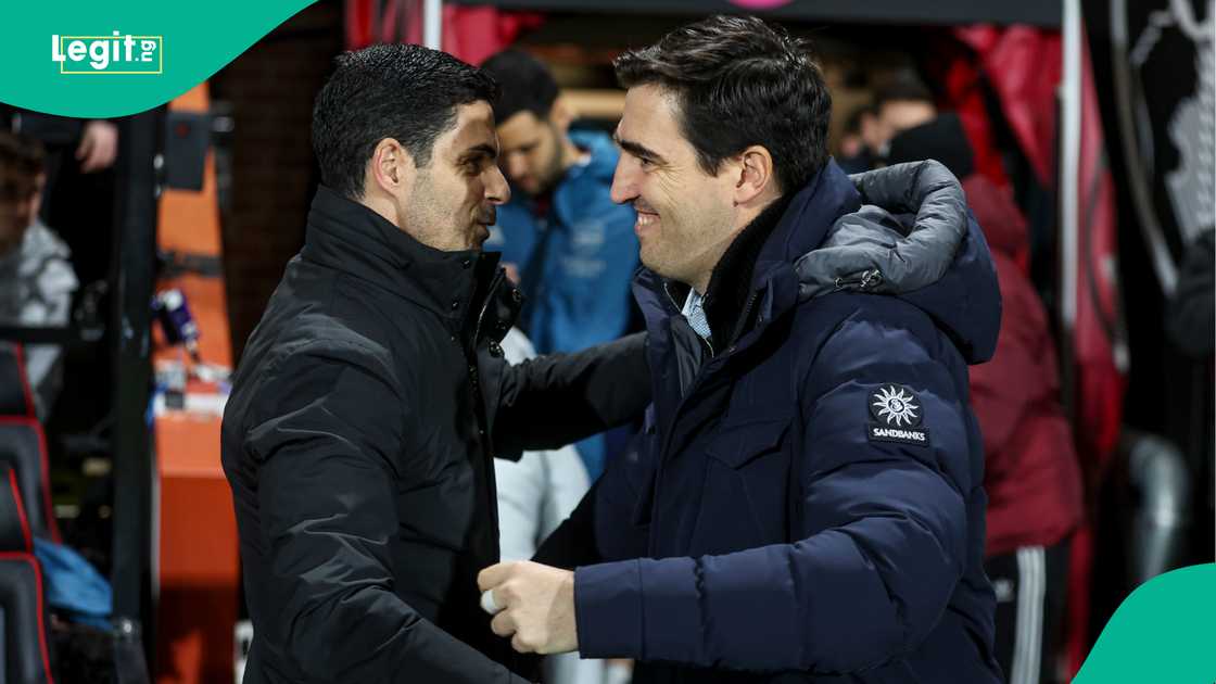 Mikel Arteta, Andoni Iraola, AFC Bournemouth, Arsenal, Premier League. Mikel Arteta, Andoni Iraola, AFC Bournemouth, Arsenal, Premier League.