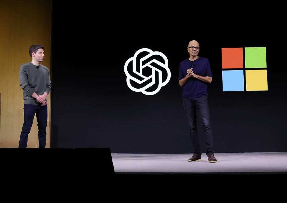 Microsoft CEO Satya Nadella, pictured right, hired Sam Altman, left, after his surprise ouster as head of OpenAI Microsoft CEO Satya Nadella, pictured right, hired Sam Altman, left, after his surprise ouster as head of OpenAI