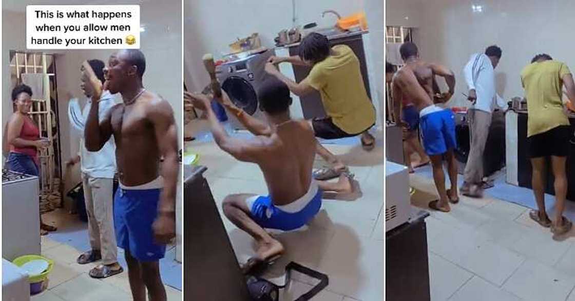 Excited brothers, kitchen to dance hall, sweet food Excited brothers, kitchen to dance hall, sweet food