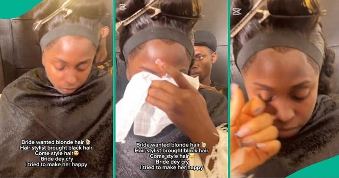 Bride cries over hairstyle in video