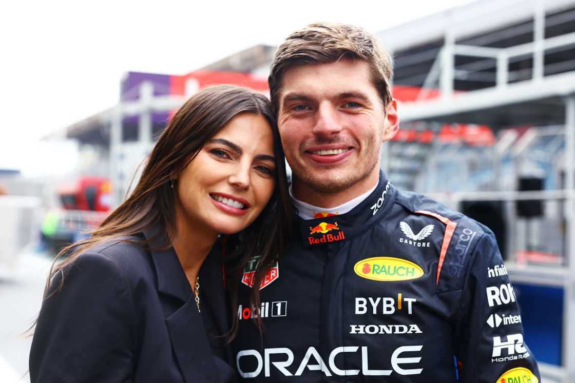 Kelly Piquet (L) and Max Verstappen (R) pose for a photo at Autodromo Jose Carlos Pace Kelly Piquet (L) and Max Verstappen (R) pose for a photo at Autodromo Jose Carlos Pace