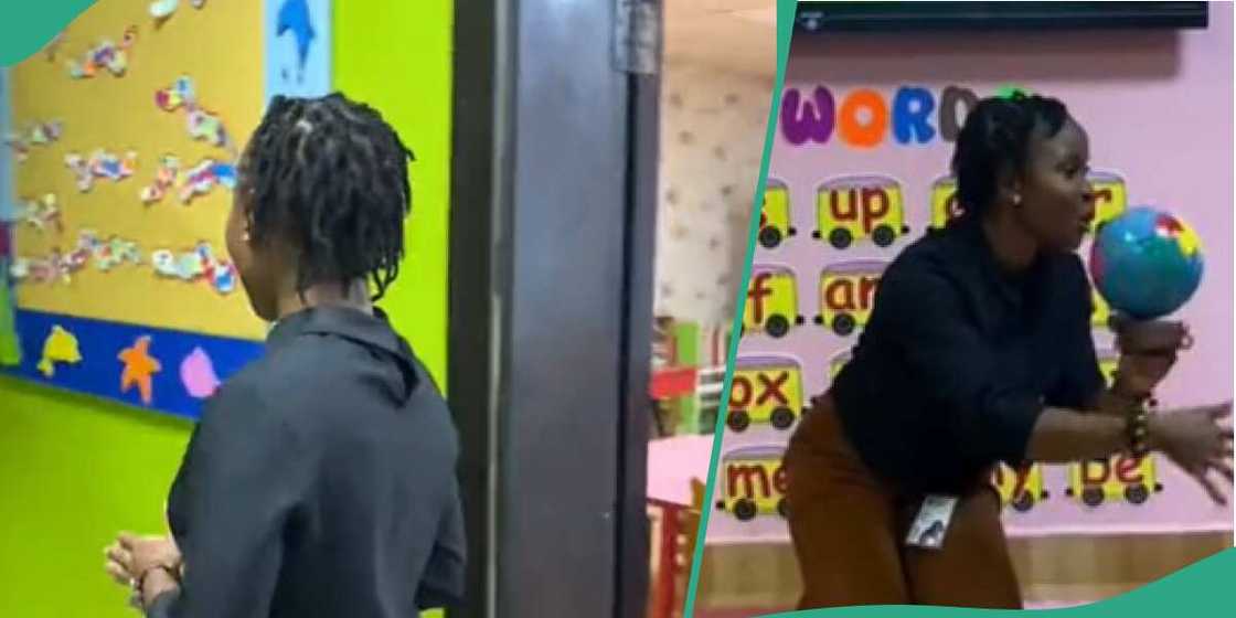 The lady was excited about her job The lady was excited about her job