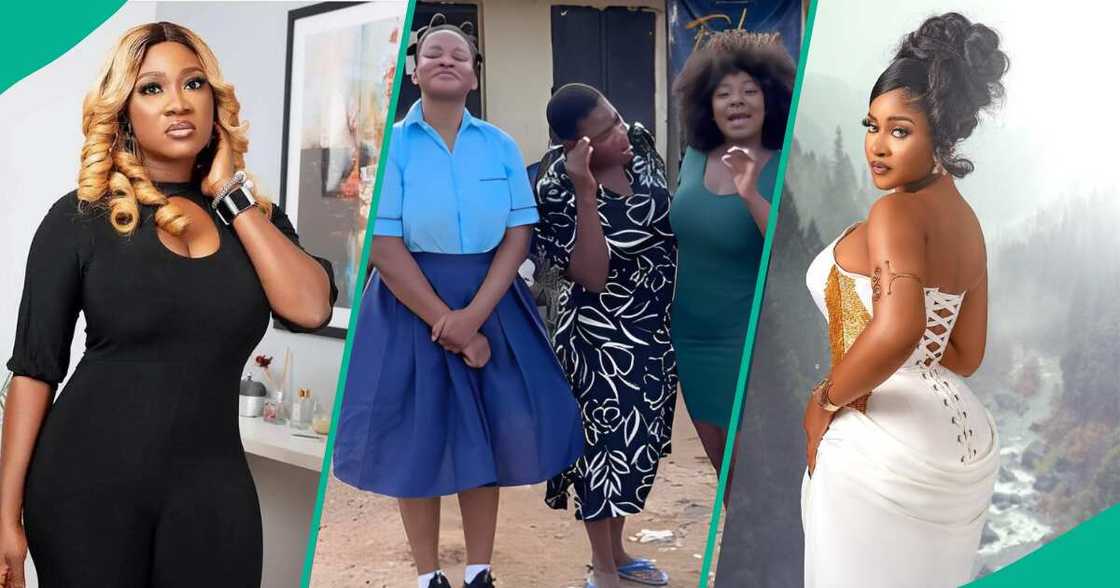 Phyna and Yvonne Jegede speak Benin on Mercy Johnson's set. Phyna and Yvonne Jegede speak Benin on Mercy Johnson's set.