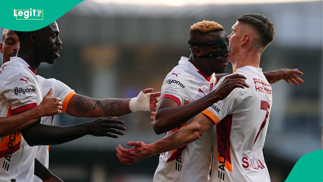 Victor Osimhen, Davison Sanchez, Mario Lemina, Roland Sallai, Galatasaray, Eyupspor, Recep Tayyip Erdogan Stadium, Istanbul, Turkiye, Super Lig. Victor Osimhen, Davison Sanchez, Mario Lemina, Roland Sallai, Galatasaray, Eyupspor, Recep Tayyip Erdogan Stadium, Istanbul, Turkiye, Super Lig.