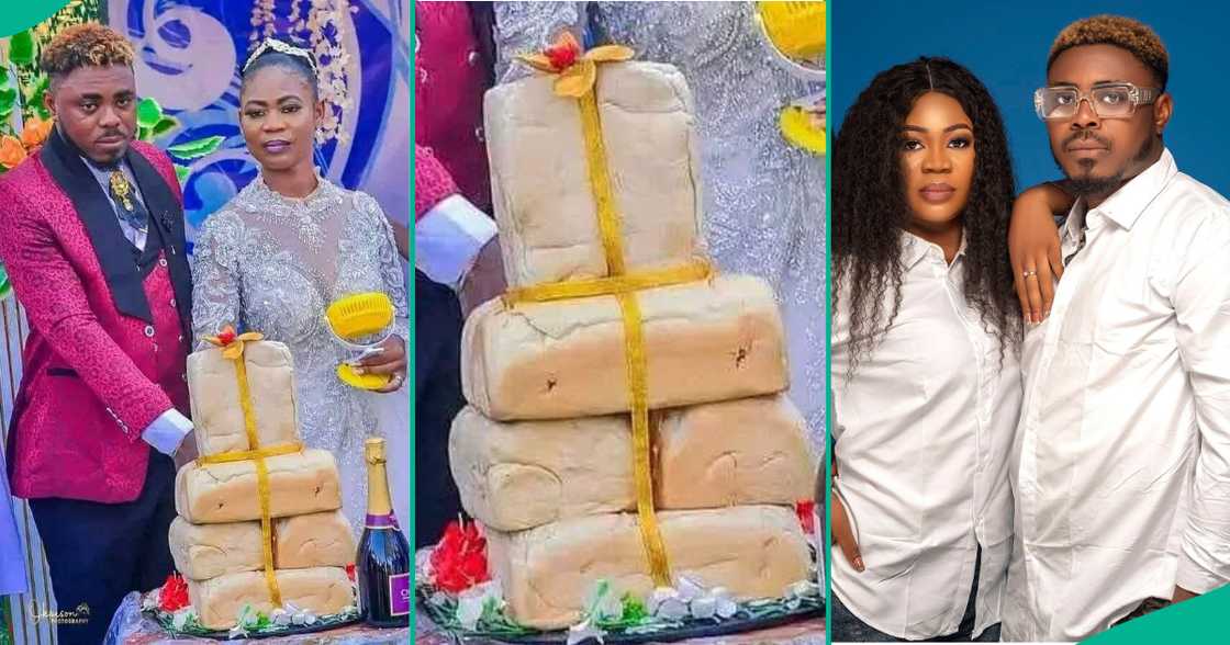 Nigerian couple who cut bread instead of cake on wedding day marks anniversary. Nigerian couple who cut bread instead of cake on wedding day marks anniversary.