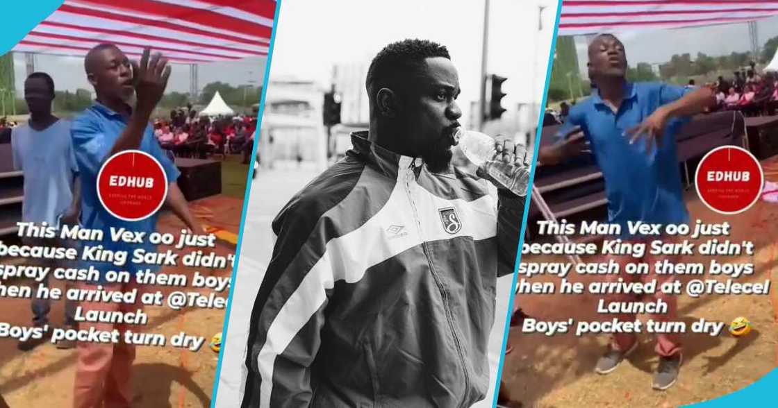 Elderly man blasts Sarkodie for not spraying money on fans after his performance at the Tele4cel launch Elderly man blasts Sarkodie for not spraying money on fans after his performance at the Tele4cel launch