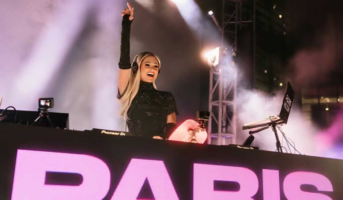 Paris Hilton performing a DJ set