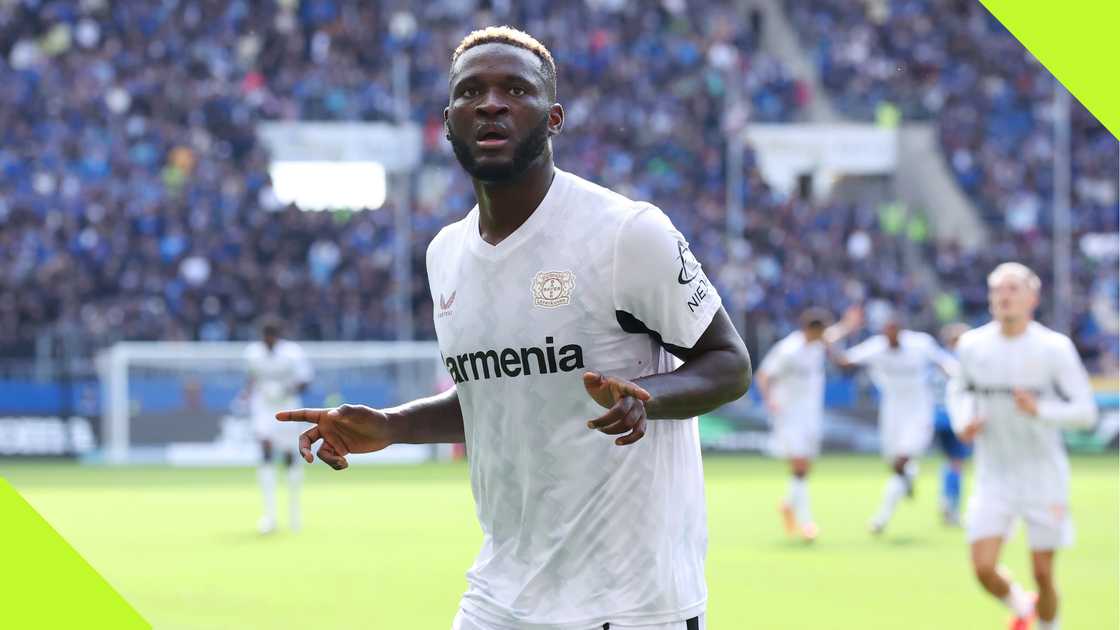 Victor Boniface scores for Bayer Leverkusen Victor Boniface scores for Bayer Leverkusen