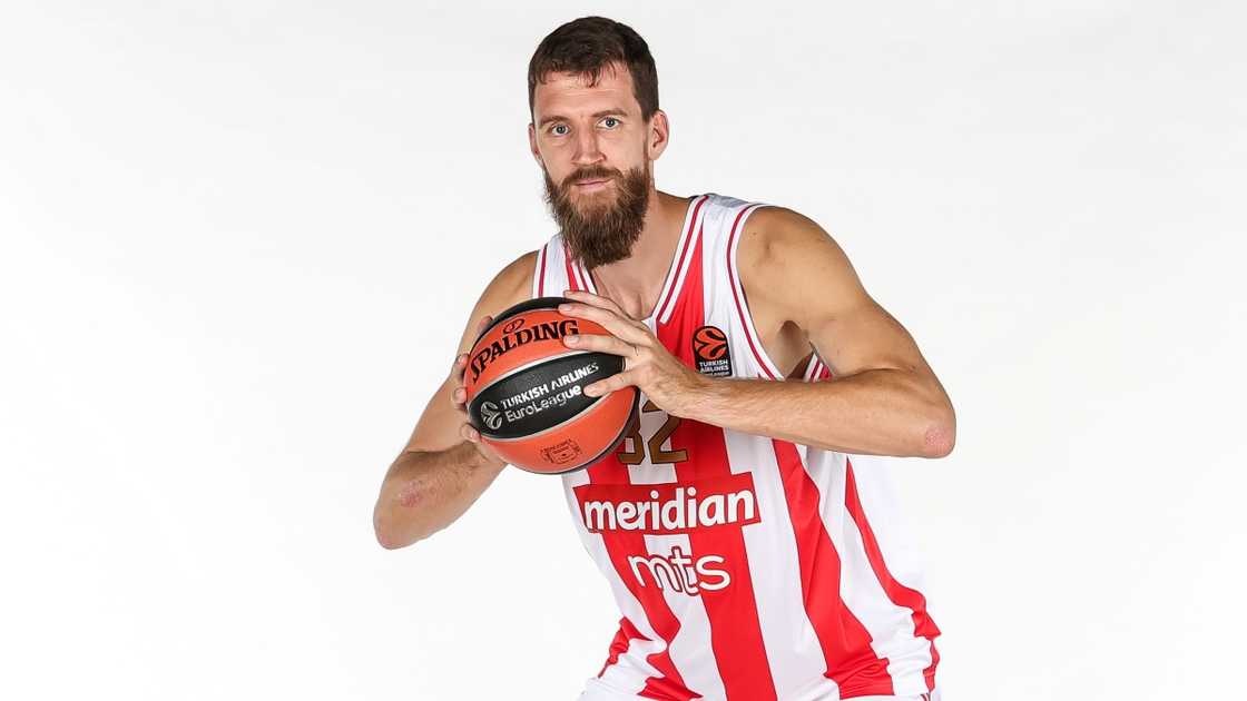 Ognjen Kuzmic poses during 2023/2024 Turkish Airlines EuroLeague Media Day Ognjen Kuzmic poses during 2023/2024 Turkish Airlines EuroLeague Media Day