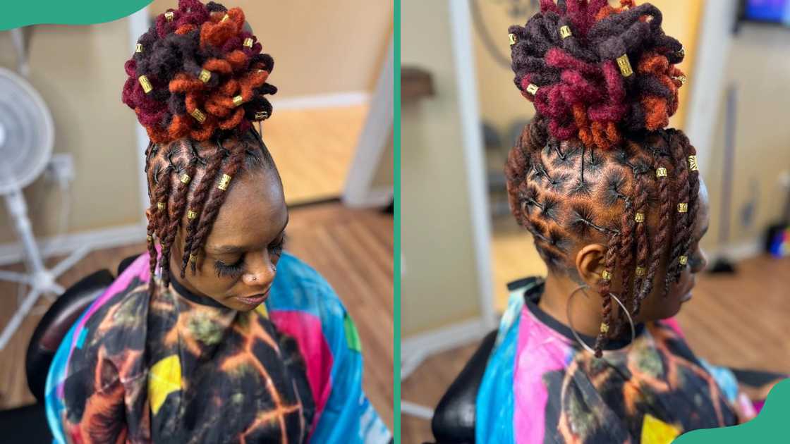 Fiery gold loc crown with adornments Fiery gold loc crown with adornments