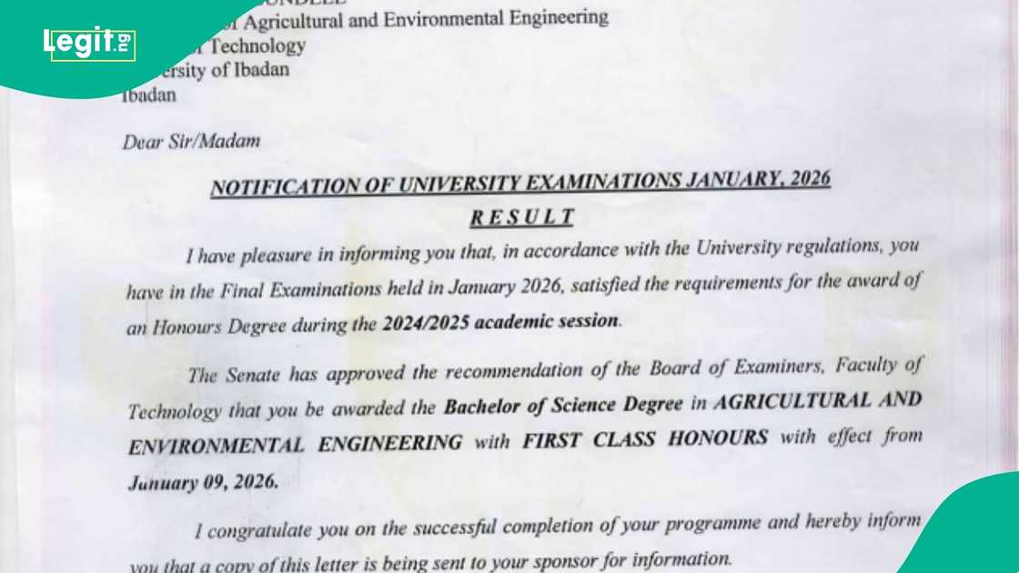 A University of Ibadan UI graduate bags first class in Agricultural engineering after no interest in course A University of Ibadan UI graduate bags first class in Agricultural engineering after no interest in course