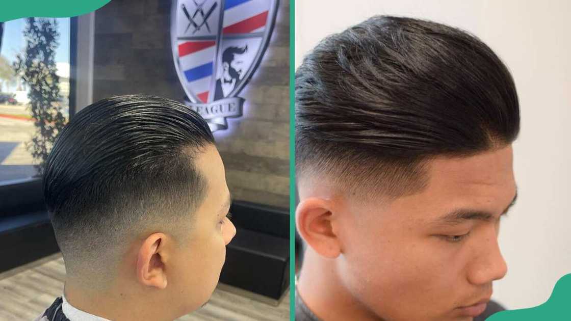Mid burst fade with slick back Mid burst fade with slick back