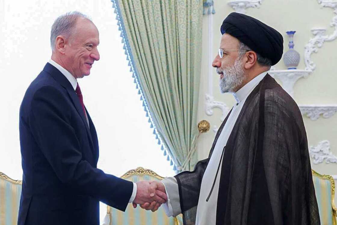 Iran's President Ebrahim Raisi on Wednesday met Russia's Secretary of the Security Council Nikolai Patrushev in Tehran, as seen in this picture provided by the Iranian presidential office Iran's President Ebrahim Raisi on Wednesday met Russia's Secretary of the Security Council Nikolai Patrushev in Tehran, as seen in this picture provided by the Iranian presidential office