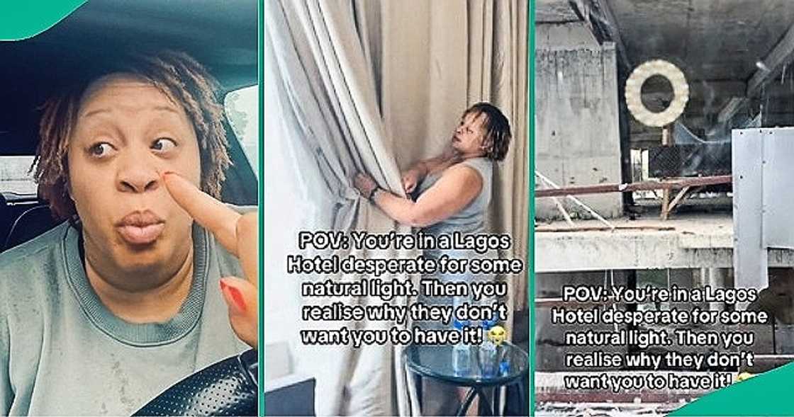 Lady shares disappointing experience after opening curtains in hotel Lady shares disappointing experience after opening curtains in hotel