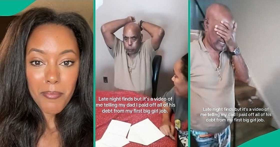 Lady uses her first salary to clear her father's debt.