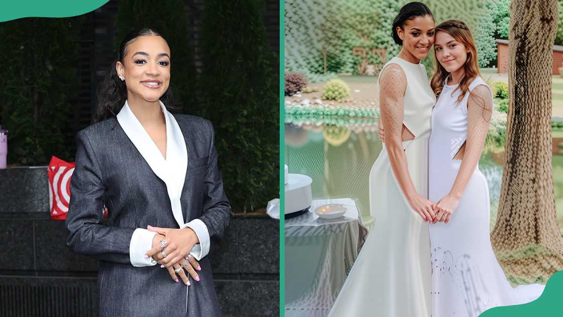Andraya Carter at the 2025 Disney Upfronts and with Bre at their wedding. Andraya Carter at the 2025 Disney Upfronts and with Bre at their wedding.