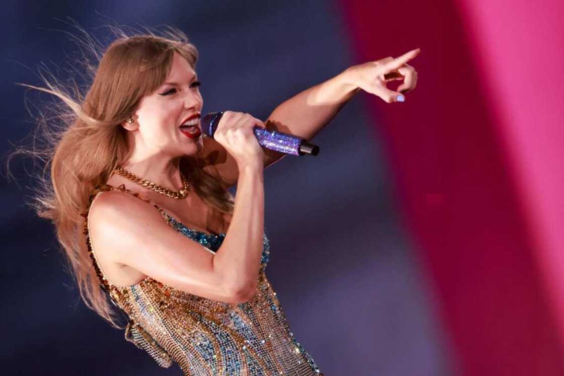 US singer-songwriter Taylor Swift performs during her Eras Tour in Inglewood, California on August 7, 2023 US singer-songwriter Taylor Swift performs during her Eras Tour in Inglewood, California on August 7, 2023