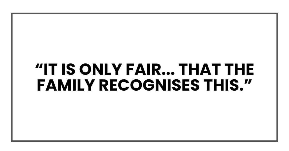 The family recognises this The family recognises this