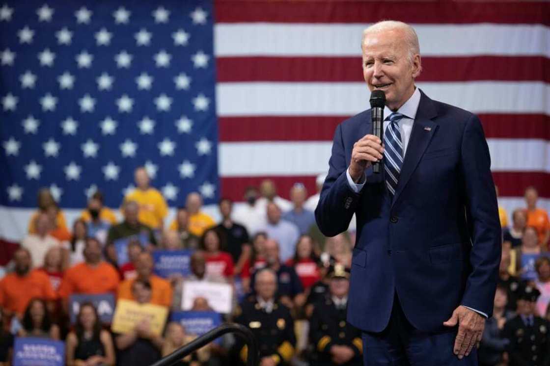 US President Joe Biden speaks in Wilkes-Barre, Pennsylvania, on gun violence, one of a series of unrelated events on the anniversary of the Afghanistan pullout US President Joe Biden speaks in Wilkes-Barre, Pennsylvania, on gun violence, one of a series of unrelated events on the anniversary of the Afghanistan pullout