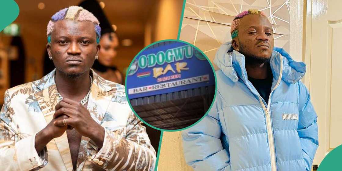 Man shows off road leading to Portable's bar. Man shows off road leading to Portable's bar.